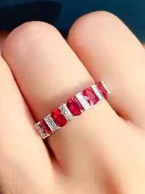 Ruby Red Gemstone Stackable Ring - Silver .925 Band